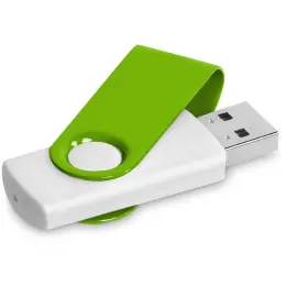 Colour Swivel USB With Lanyard White-Lime